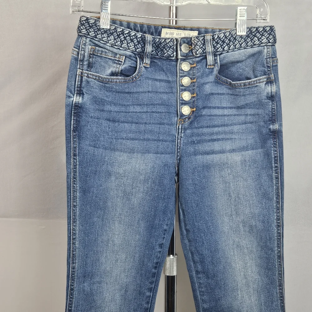 Miss Me button fly cropped jeans braided waistband size 26